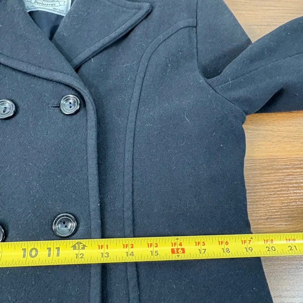 Burberrys Vintage Girls Wool Coat Navy Blue Made in England Age 14-15 Womens XS